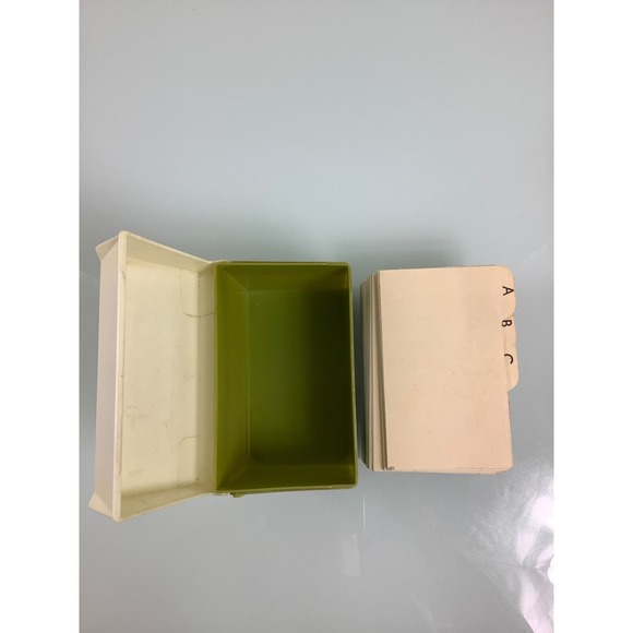 RARE VTG 1970s Retro Daisy Flowers green plastic Flip top Recipe Card box - Picture 10 of 12